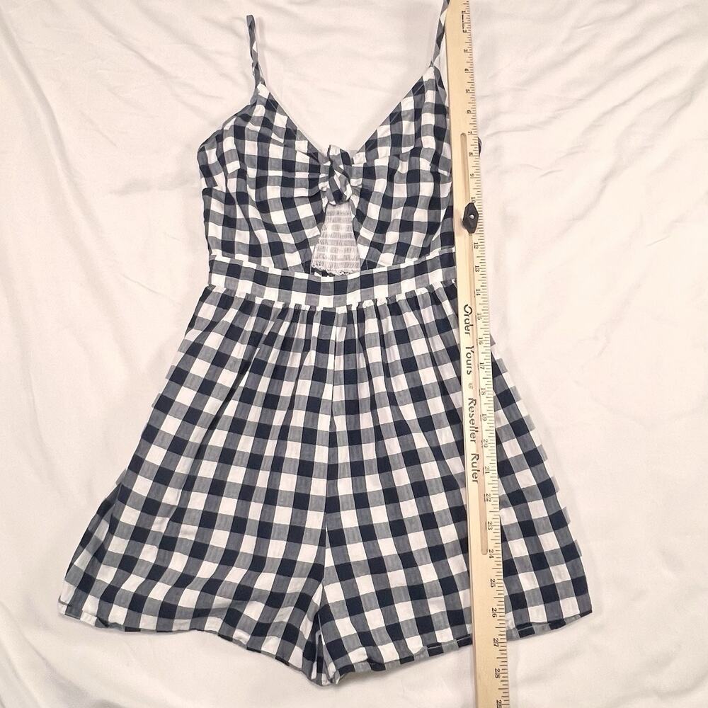 American Eagle Romper Size XXS Blue White Gingham Pockets Summer Cottage Preppy - Picture 7 of 15